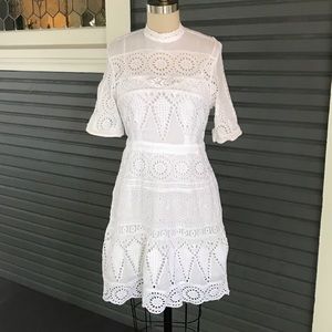 Embroidered, button-back dress